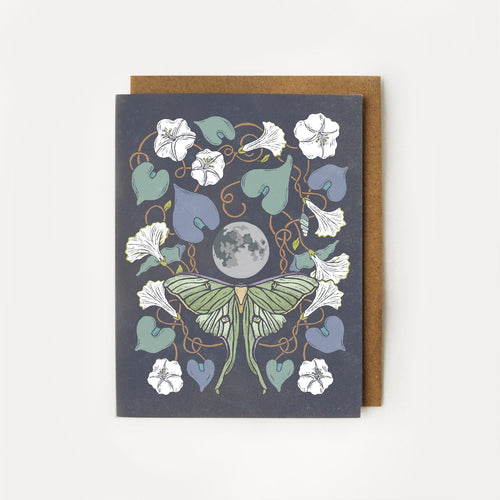 Luna Moth & Moonflower Everyday Card (Blank Inside)
